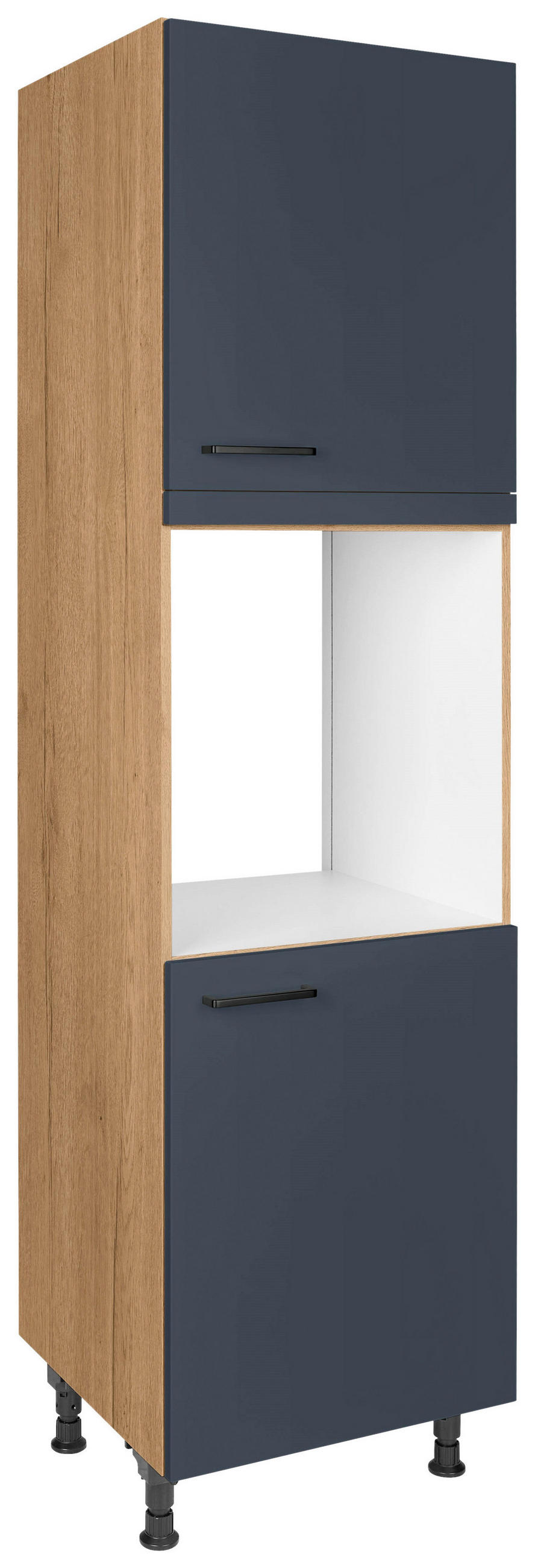 Nobilia Geräteumbauschrank Easytouch Blau, Eiche 60x216.6x58 cm