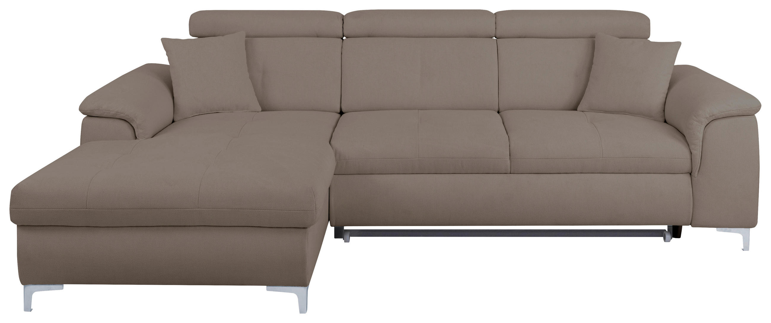 ECKSOFA in Flachgewebe Taupe  - Taupe/Chromfarben, Konventionell, Textil/Metall (175/268cm) - Carryhome