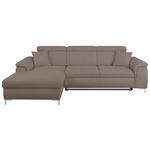 ECKSOFA in Flachgewebe Taupe  - Taupe/Chromfarben, KONVENTIONELL, Textil/Metall (175/268cm) - Carryhome