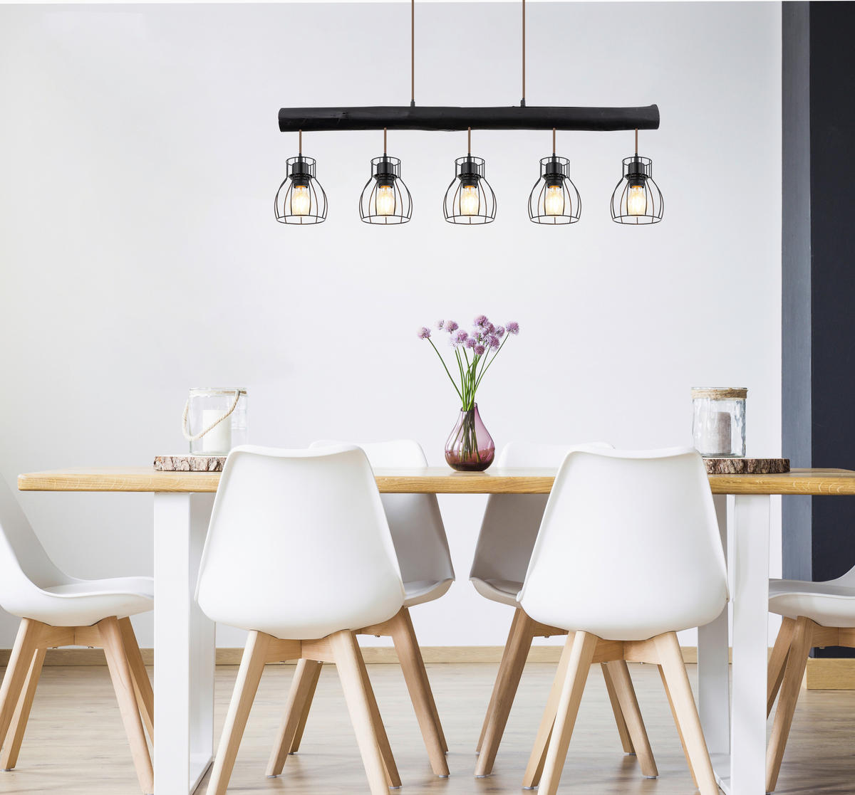 HÄNGELEUCHTE 104/13,6/140 cm    - Schwarz, Basics, Holz/Metall (104/13,6/140cm) - Globo