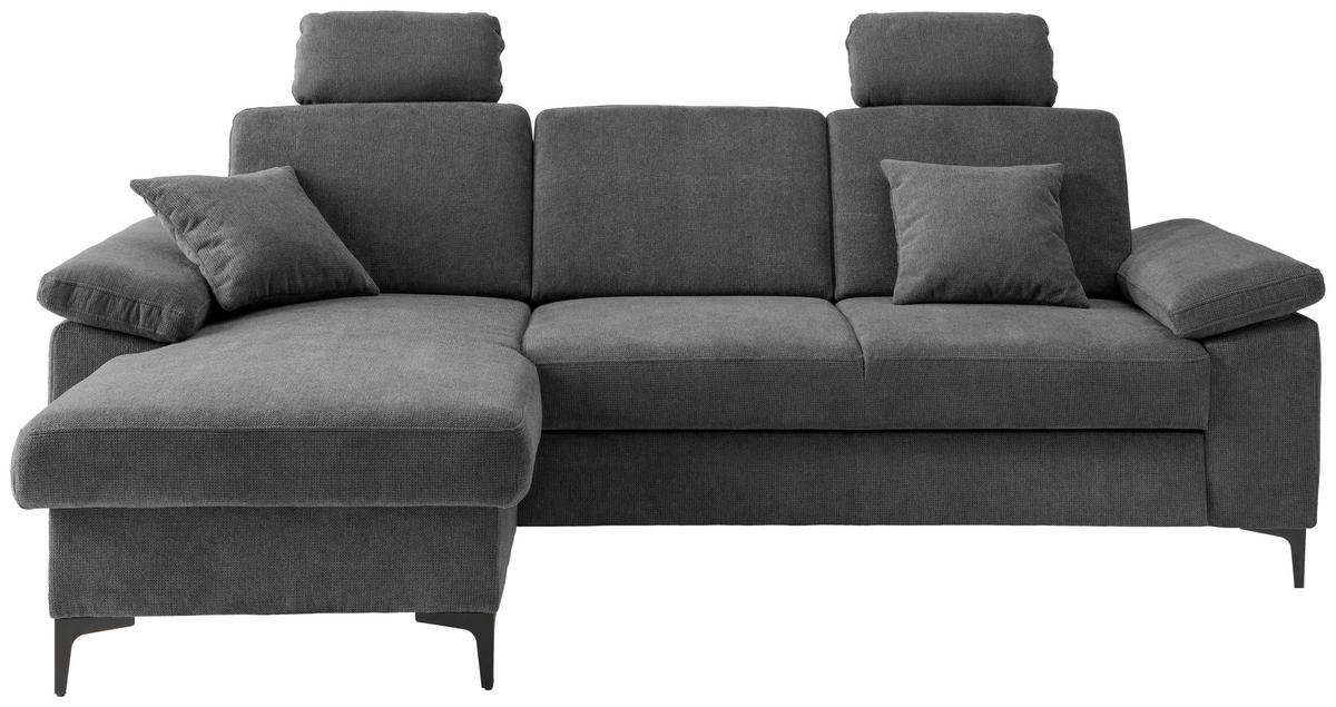 ECKSOFA Chenille Anthrazit  - Anthrazit/Schwarz, Konventionell, Textil/Metall (151/245cm) - Livetastic