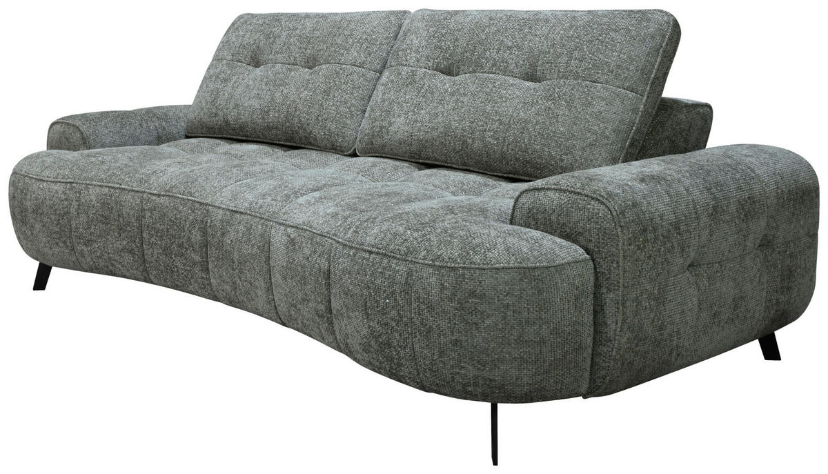 2-SITZER-SOFA Chenille Grau  - Schwarz/Grau, Design, Kunststoff/Textil (230/84/104/111/122cm) - Livetastic