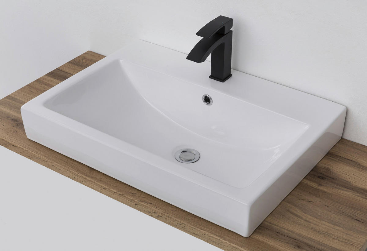 WASCHTISCHKOMBI 105 cm  - Eiche Wotan/Weiß, MODERN, Keramik/Holzwerkstoff (105cm) - Held