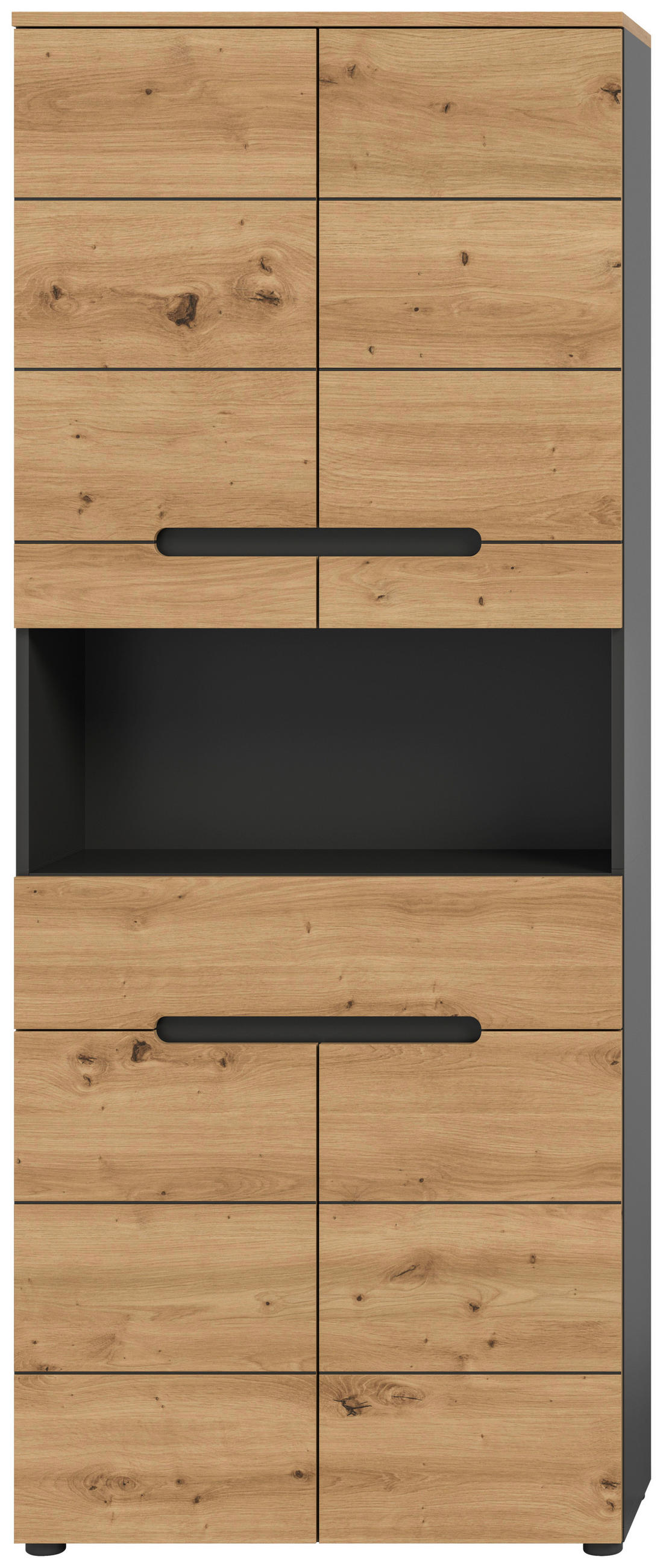 HOCHSCHRANK 76/193/34 cm  - Dunkelgrau/Schwarz, MODERN, Holzwerkstoff/Kunststoff (76/193/34cm) - MID.YOU