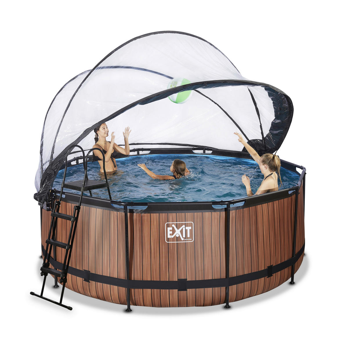 POOL-SET WOOD 360/122 cm  - Braun, KONVENTIONELL, Metall (360/122cm) - EXIT Toys