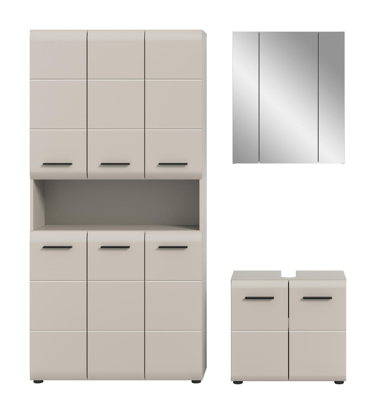 BADEZIMMER  in 150 cm  - Kaschmir/Schwarz, Trend, Glas/Holzwerkstoff (150cm) - MID.YOU