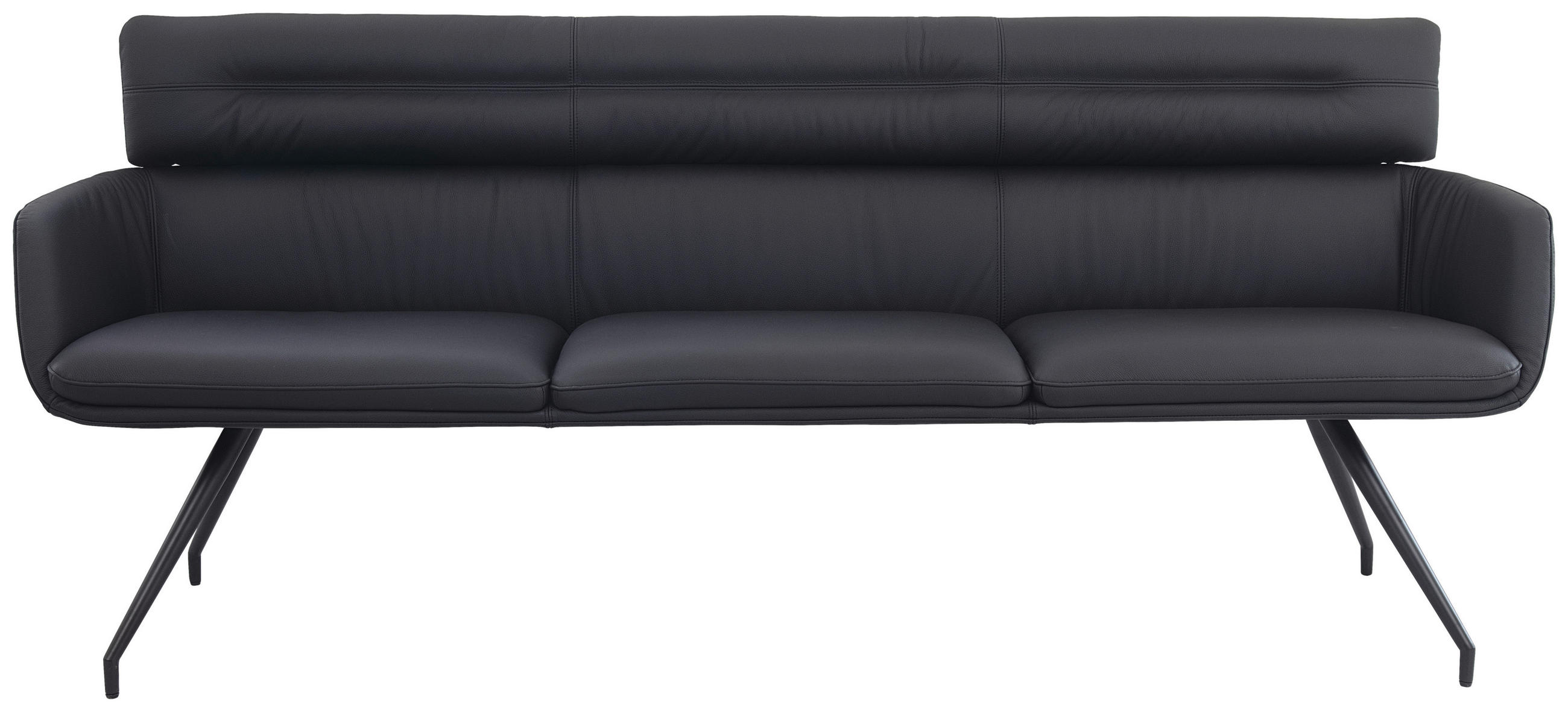 SITZBANK Metall, Leder Schwarz  - Schwarz, Design, Leder/Metall (220/91/70cm) - Dieter Knoll