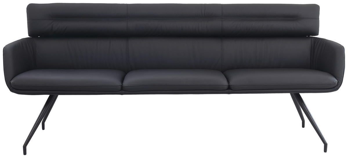 SITZBANK Metall, Leder Schwarz  - Schwarz, Design, Leder/Metall (220/91/70cm) - Dieter Knoll