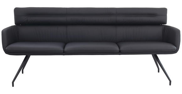 SITZBANK 220/91/70 cm  in Schwarz  - Schwarz, Design, Leder/Metall (220/91/70cm) - Dieter Knoll