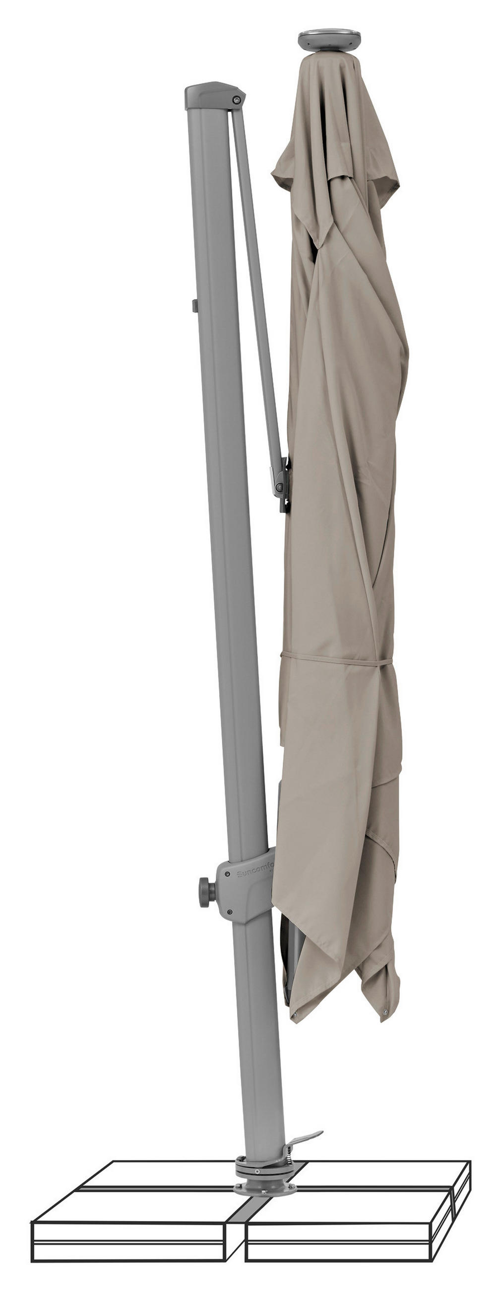 AMPELSCHIRM 300 cm  - Taupe/Silberfarben, Basics, Textil/Metall (300/300cm) - Suncomfort by Glatz