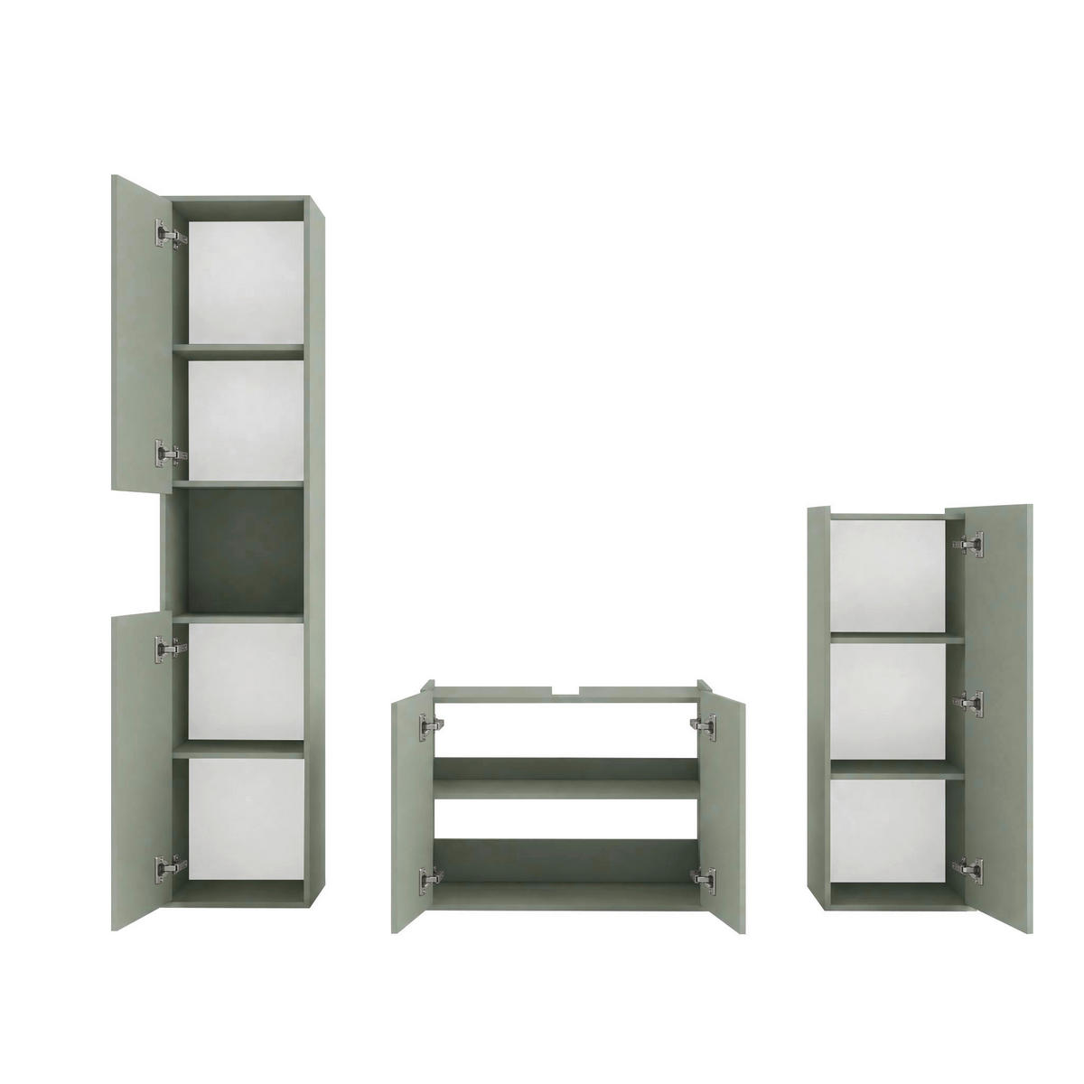 WASCHBECKENUNTERSCHRANK 80/62/35 cm  - Schilfgrün/Eichefarben, Trend, Holzwerkstoff/Kunststoff (80/62/35cm) - MID.YOU