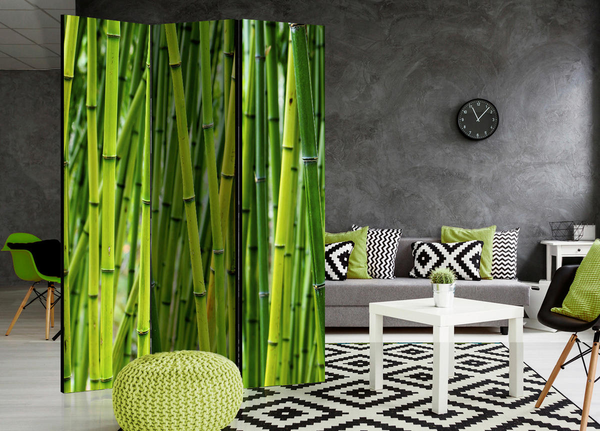 SKÄRMVÄGG  i trä, plast, textil  ljusgrön  - ljusgrön, Basics, trä/textil (135/172/3cm) - artgeist