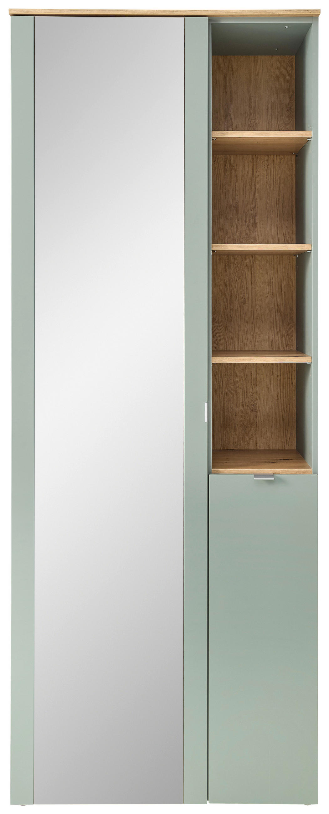 GARDEROBENSCHRANK Bari  in 78/202/38 cm  - Salbeigrün/Silberfarben, Design, Glas/Holzwerkstoff (78/202/38cm)