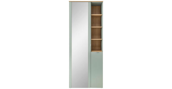 GARDEROBENSCHRANK Bari  in 78/202/38 cm  - Salbeigrün/Silberfarben, Design, Glas/Holzwerkstoff (78/202/38cm) - Xora