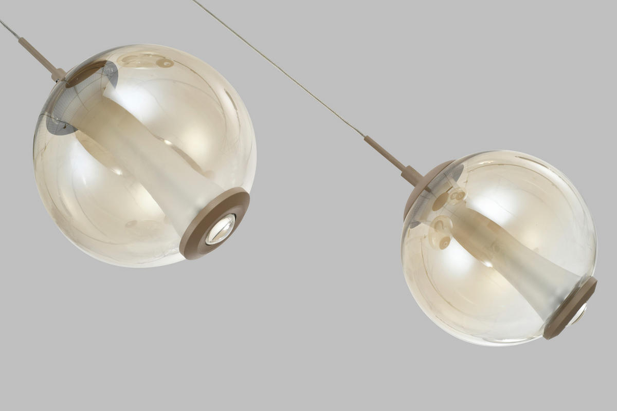 ZÁVĚSNÉ LED SVÍTIDLO,  - pískové barvy, Design, kov/sklo (44/150/44cm)