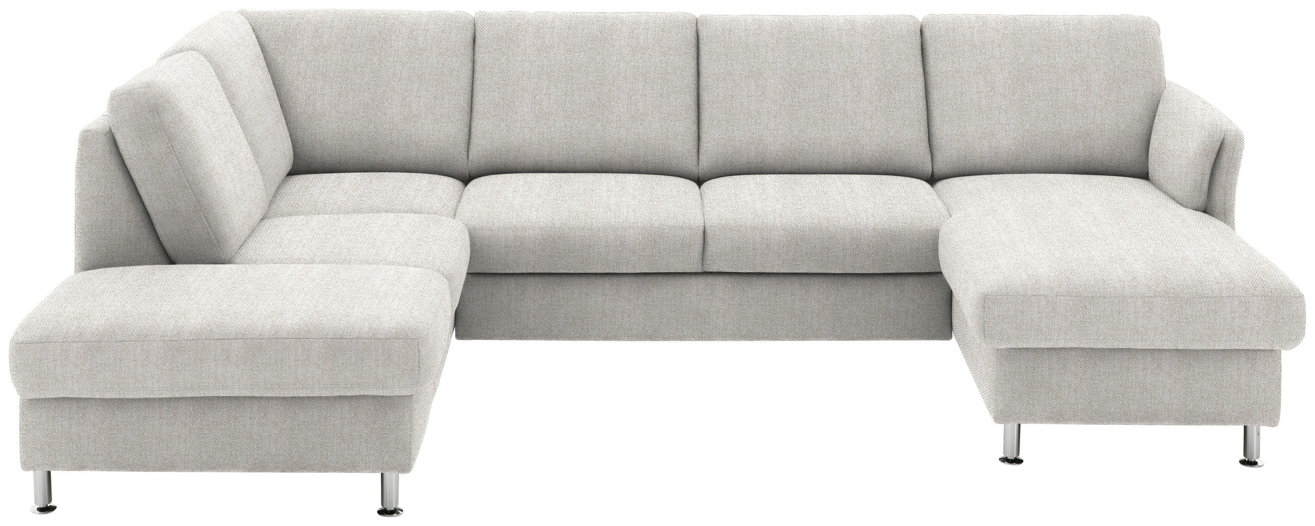 SOFFA i flatväv ljusgrå  - kromfärg/ljusgrå, Klassisk, metall/textil (200/305/168cm) - Beldomo System
