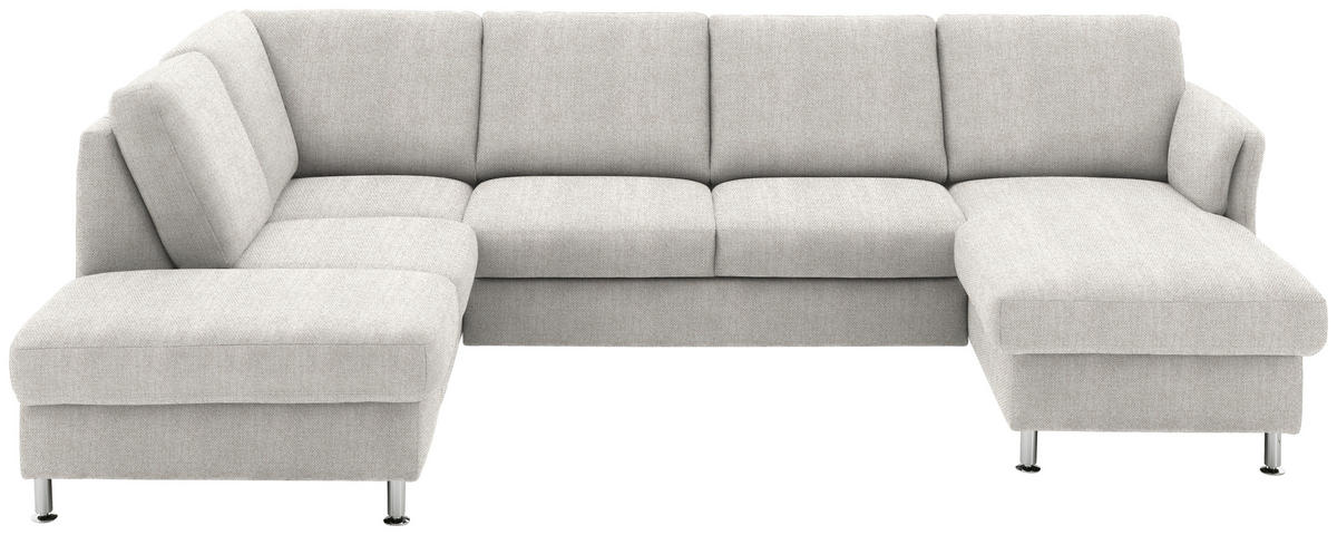 SOFFA i flatväv ljusgrå  - kromfärg/ljusgrå, Klassisk, metall/textil (200/305/168cm) - Beldomo System