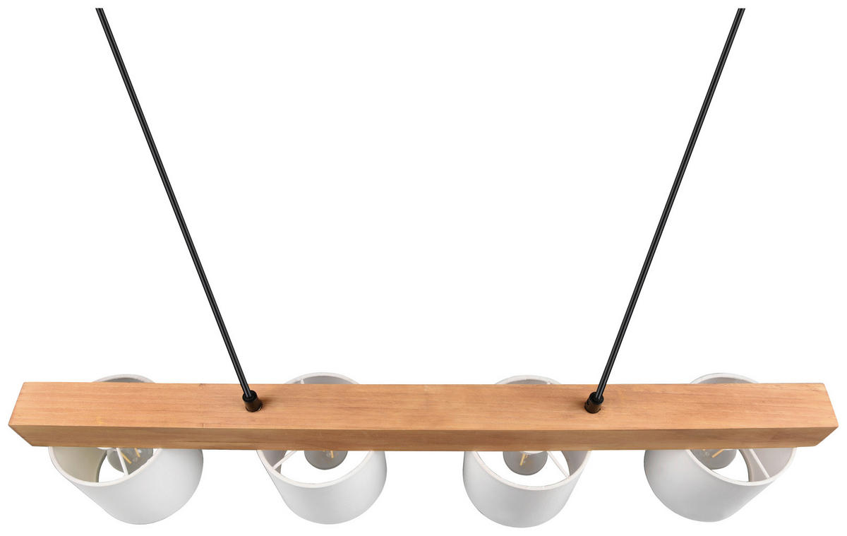 HÄNGELEUCHTE  75/150/12 cm   - Weiss/Braun, Design, Holz/Textil (75/150/12cm) - P & B