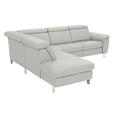 ECKSOFA in Echtleder Hellgrau  - Hellgrau/Alufarben, Design, Leder/Metall (242/271cm) - Cantus