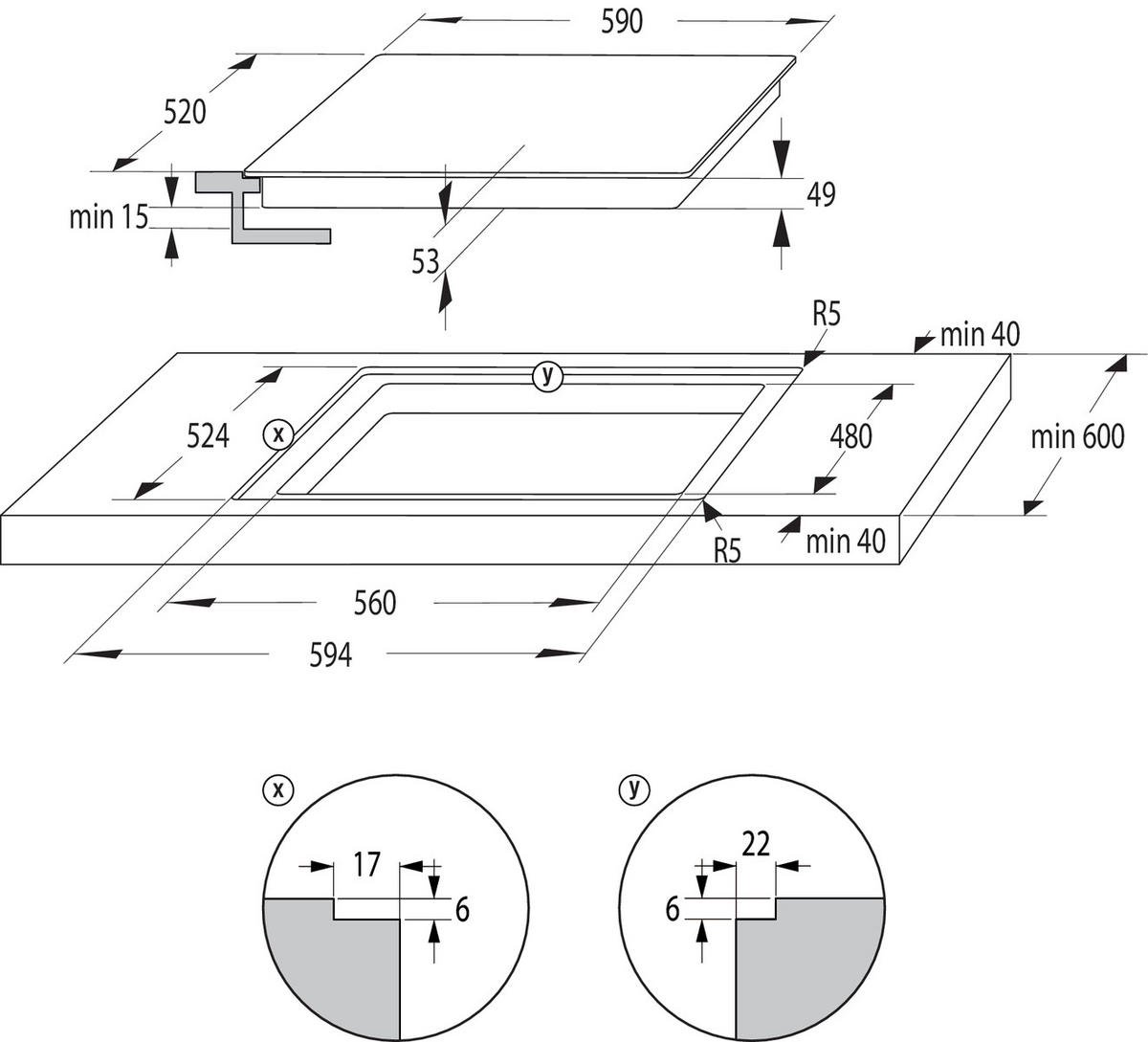 INDUKTIONSKOCHFELD  - Schwarz, Basics (59/5,3/52cm) - Gorenje
