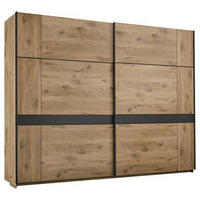 SCHWEBETÜRENSCHRANK in Graphitfarben, Eichefarben  - Eichefarben/Graphitfarben, Konventionell, Holzwerkstoff/Metall (270/210/60cm) - Ti'me