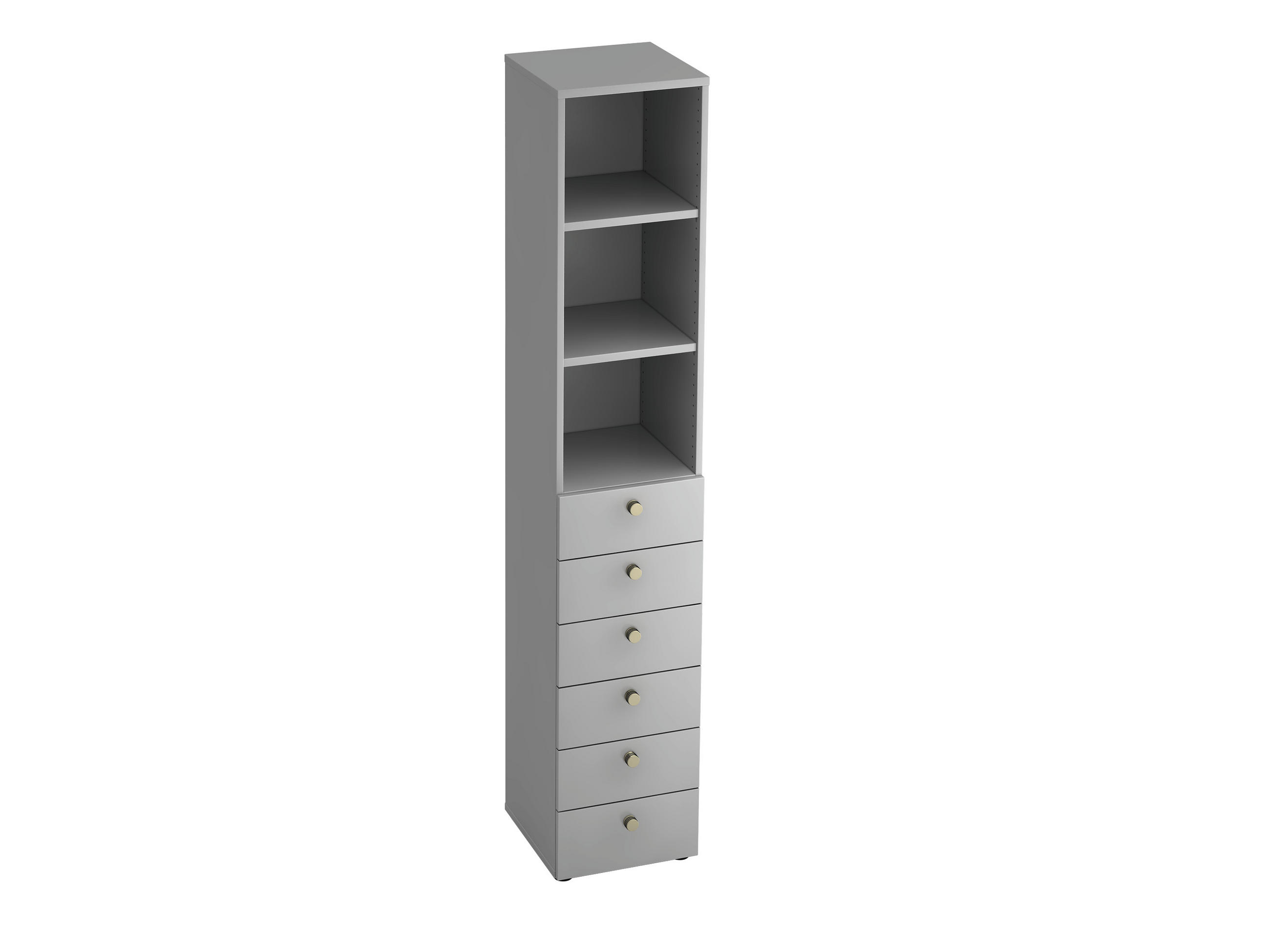 REGAL Grau  - Alufarben/Grau, KONVENTIONELL, Holzwerkstoff/Metall (40/215,6/42cm) - Venda