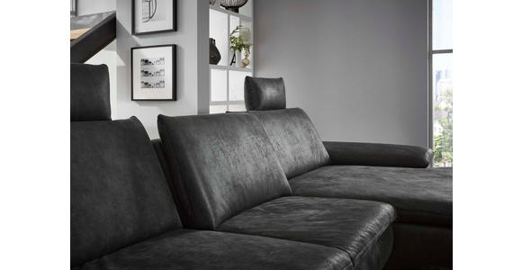 WOHNLANDSCHAFT in Textil Dunkelblau - Schwarz/Dunkelblau, Design, Textil/Metall (341/181cm) - Dieter Knoll