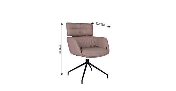 ARMLEHNSTUHL in Eisen Echtleder pigmentiert - Taupe/Schwarz, Design, Leder/Metall (62/92/65cm) - Dieter Knoll