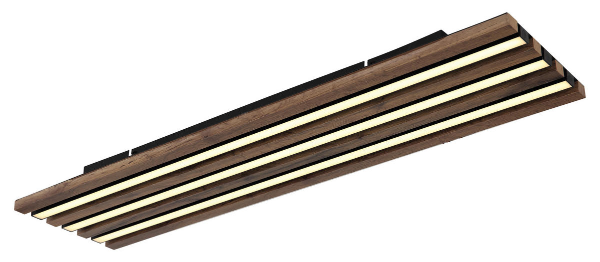 LED-DECKENLEUCHTE Hayden 80/20/5 cm   - Dunkelbraun/Schwarz, Natur, Holzwerkstoff/Kunststoff (80/20/5cm) - Globo