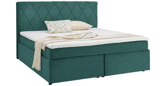 BOXSPRINGBETT 160/200 cm  in Petrol  - Petrol/Schwarz, Design, Holzwerkstoff/Kunststoff (160/200cm) - Xora