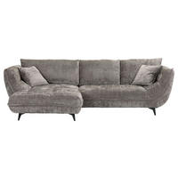 ECKSOFA Lavos Graubraun Chenille Zierkissen, Rückenkissen, Rücken echt  - Graubraun/Schwarz, Design, Textil/Metall (185/296cm) - Lomoco