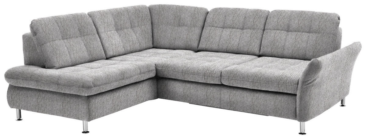 ECKSOFA in Webstoff Hellgrau  - Chromfarben/Hellgrau, Konventionell, Textil/Metall (210/242cm) - Beldomo Style