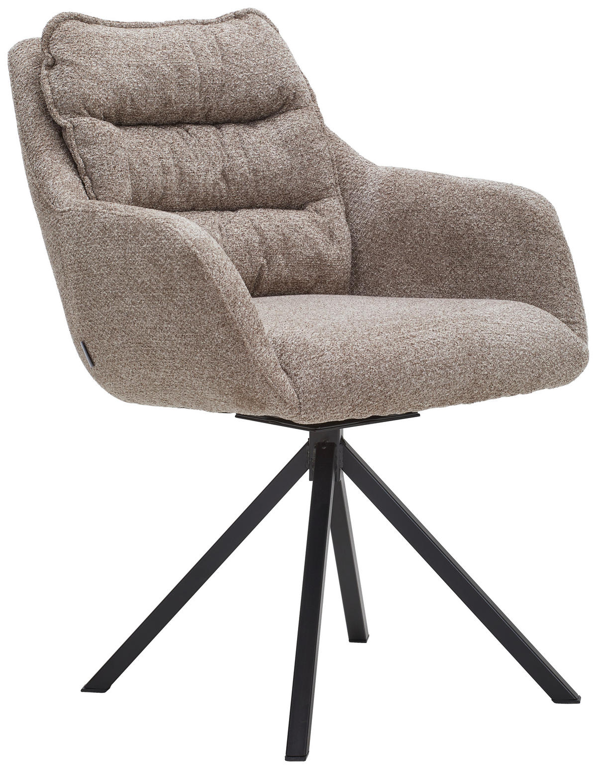 ARMLEHNSTUHL  in Stahl Chenille  - Taupe/Schwarz, KONVENTIONELL, Textil/Metall (59/86/69,5cm) - Linea Natura