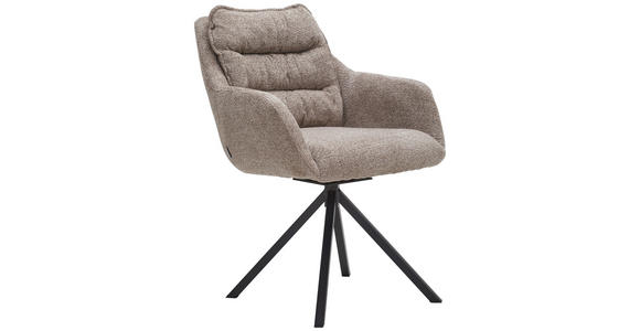 ARMLEHNSTUHL  in Stahl Chenille  - Taupe/Schwarz, KONVENTIONELL, Textil/Metall (59/86/69,5cm) - Linea Natura