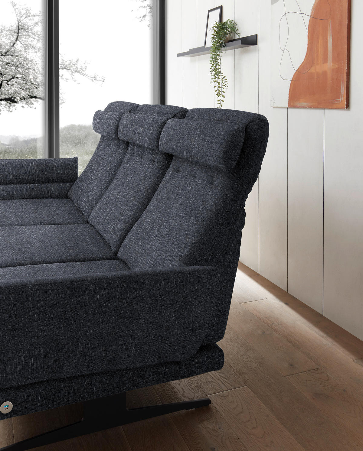 ECKSOFA in Flachgewebe Grau  - Schwarz/Grau, Design, Textil/Metall (176-217/279-327cm) - Dieter Knoll