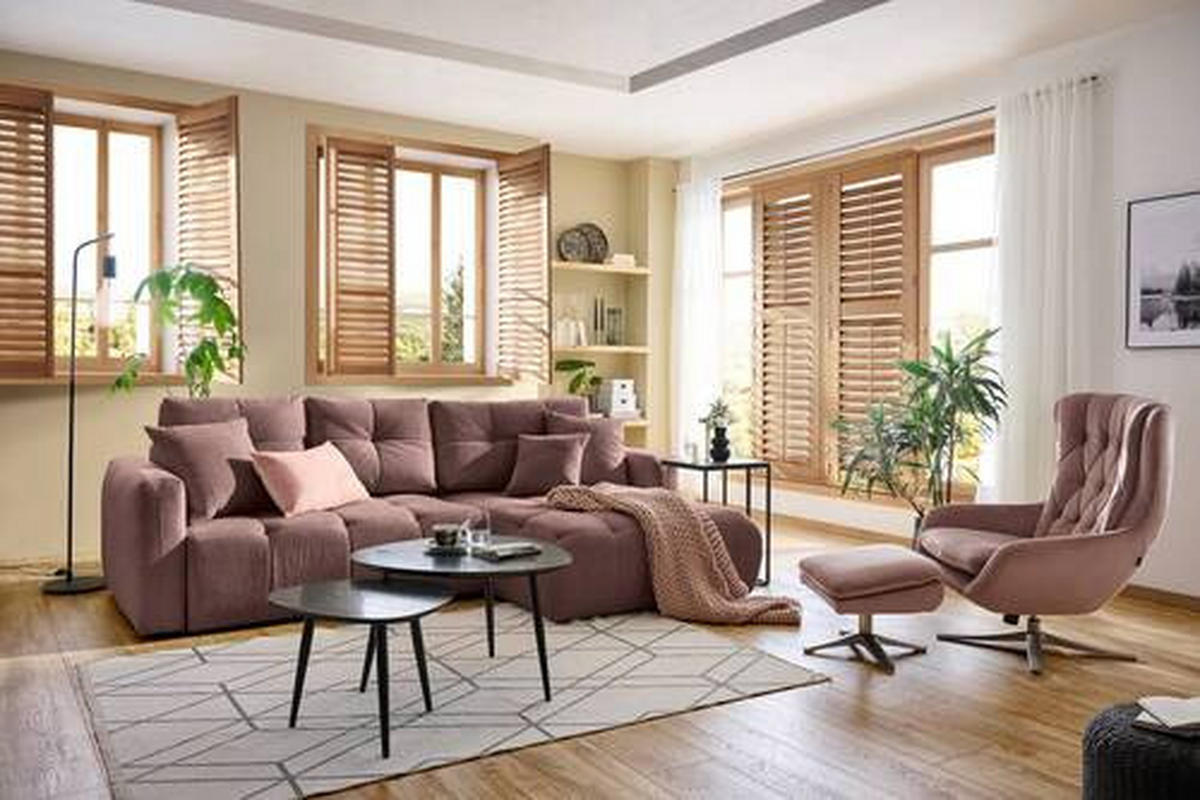 ECKSOFA in Chenille Braun  - Schwarz/Braun, Modern, Kunststoff/Textil (276/172cm) - Hom`in