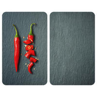 HERDABDECKPLATTE 53890100  - Schieferfarben/Rot, Design, Glas/Kunststoff (30/1,8-5,5/52cm) - Wenko