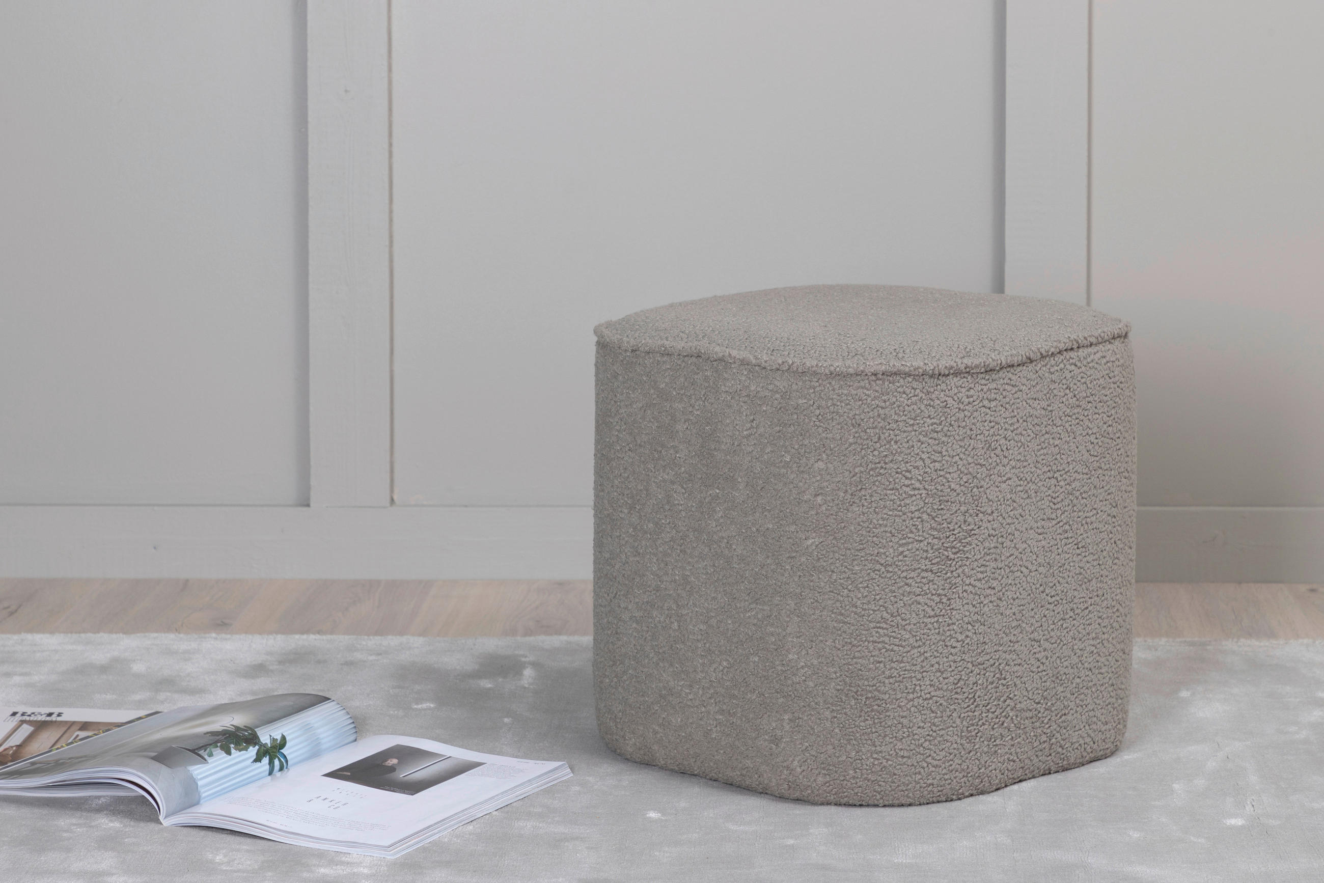 POUF Teddystoff Grau 44/41/44 cm  - Grau, Design, Textil (44/41/44cm) - Livetastic