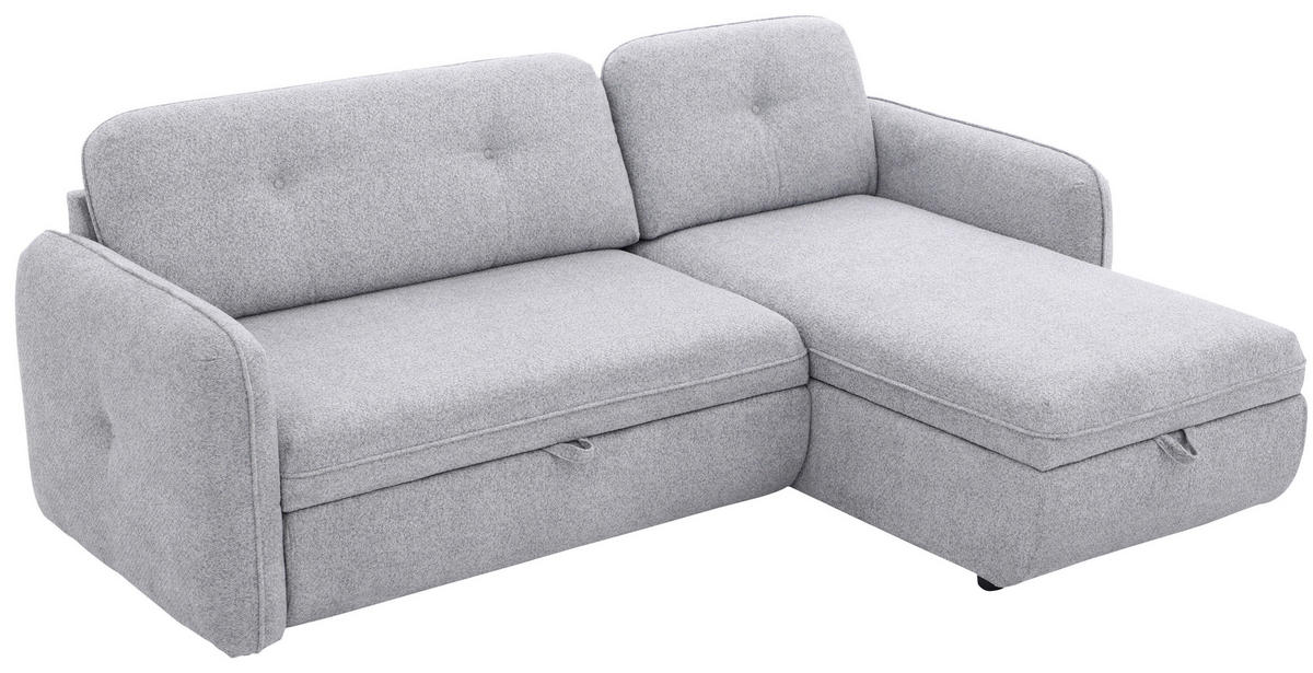 ECKSOFA Hellgrau Chenille  - Hellgrau/Schwarz, Design, Kunststoff/Textil (154/221cm) - Carryhome