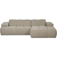 ECKSOFA 284/160 cm Mojo in Bouclé Beige Rücken echt, Armteilverstellung  284/160 cm  - Beige/Schwarz, Design, Kunststoff/Textil (284/160cm) - Livetastic