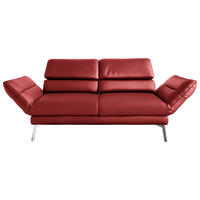 2-SITZER-SOFA in Echtleder Rot  - Chromfarben/Rot, Design, Leder/Metall (178-226/82/96-177cm) - Dieter Knoll