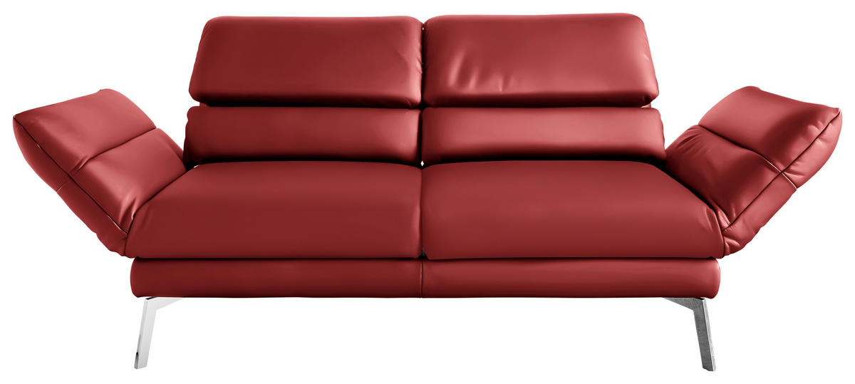 2-SITZER-SOFA in Echtleder Rot  - Chromfarben/Rot, Design, Leder/Metall (178-226/82/96-177cm) - Dieter Knoll