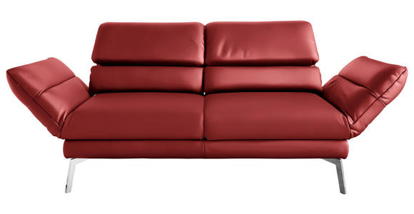 2-SITZER-SOFA Echtleder Rot  - Chromfarben/Rot, Design, Leder/Metall (198-246/83/96-187cm) - Dieter Knoll