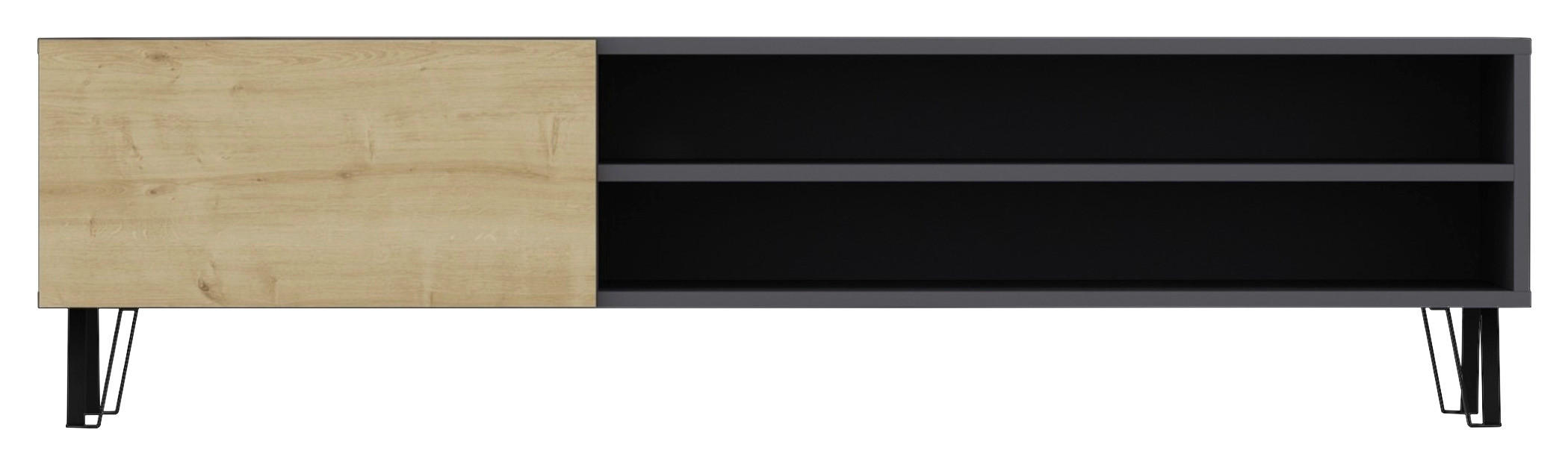 TV-BÄNK 160/47/37,4 cm  - svart/antracit, Design, metall/trämaterial (160/47/37,4cm) - Livetastic