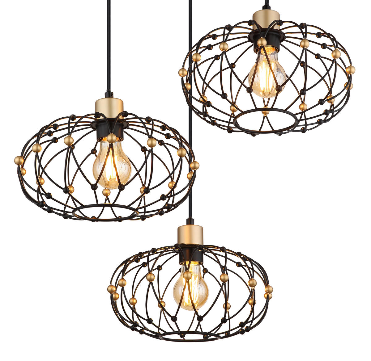 VISEČA SVETILKA  GREYS      54,9/150 cm      E27 - zlate barve/črna, Design, kovina/umetna masa (54,9/150cm) - Globo