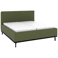 POLSTERBETT 180/200 cm,  in Dunkelgrün, Matratze, Lattenrost, Bettkasten, H2 + H2 = mittel  - Dunkelgrün/Graphitfarben, Design, Holz/Textil (180/200cm) - Musterring
