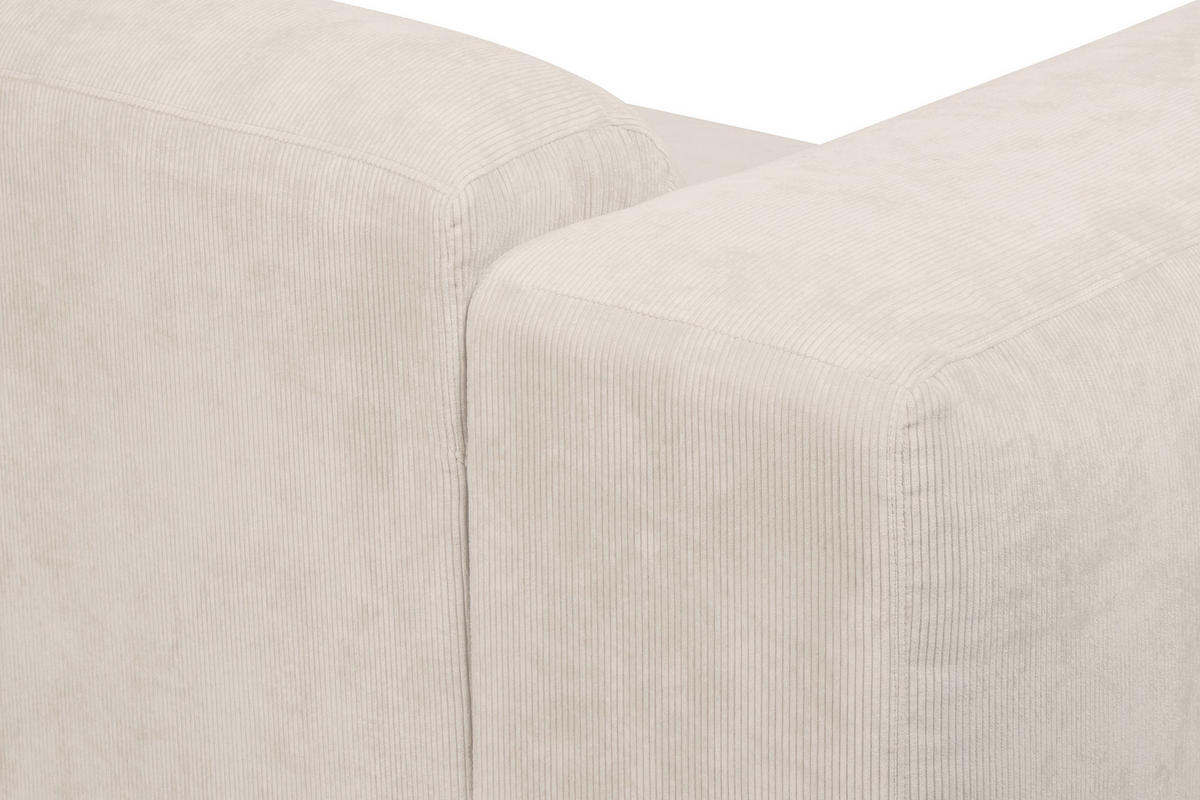 ECKSOFA HANNAH Creme Cord  - Creme/Schwarz, Design, Kunststoff/Textil (343/170cm) - MID.YOU