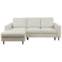 ECKSOFA Beige Struktur  - Beige/Schwarz, MODERN, Holz/Kunststoff (145/230cm) - MID.YOU