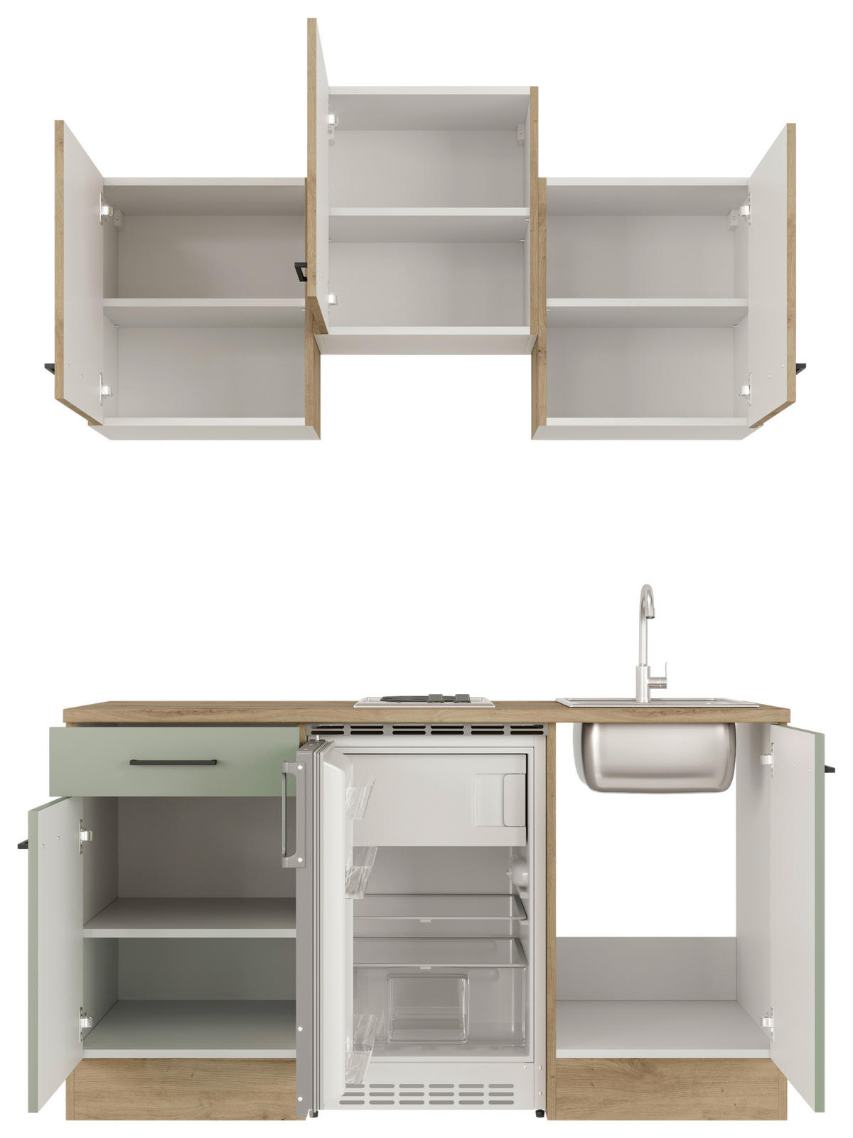 MINIKUCHYNĚ CARA 150,5 - černá/zelená, Basics, kov/kompozitní dřevo (150,5cm) - FlexWell