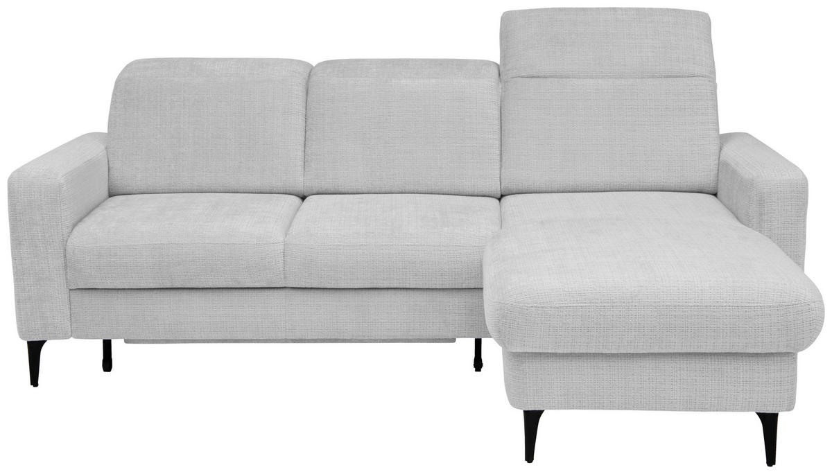 ECKSOFA FABIO Hellgrau Chenille Bettkasten, Kopfteilverstellung  - Hellgrau/Schwarz, Design, Textil/Metall (174/223cm) - Livetastic
